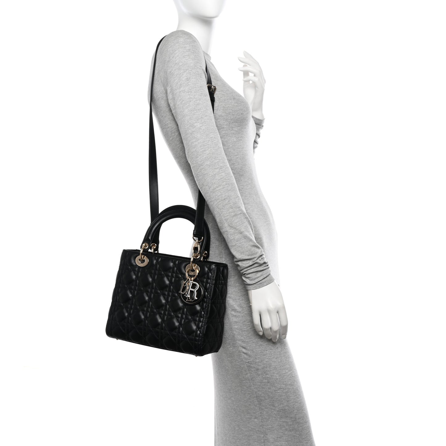 Lambskin Cannage Medium Lady Dior Black