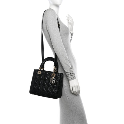 Christian Dior Lambskin Cannage Medium Lady Dior Black 2 of 16