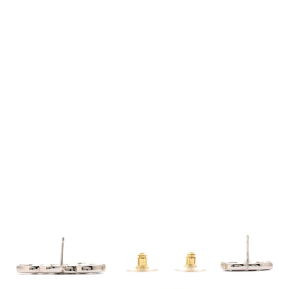 Chanel Baguette Crystal Double CC Earrings Silver 3 of 5