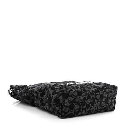 Chanel Denim Quilted Floral Print Mini Chanel 22 Black Grey 4 of 10