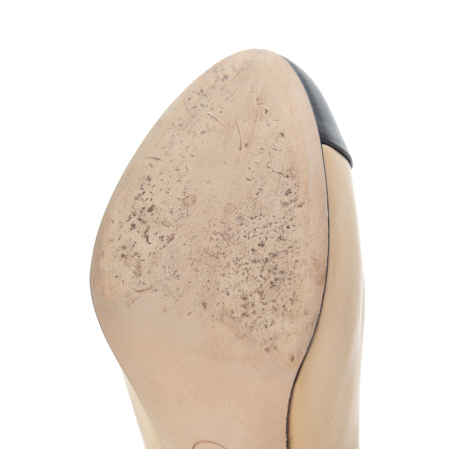 Lambskin Cap Toe Pumps 37 Beige Black
