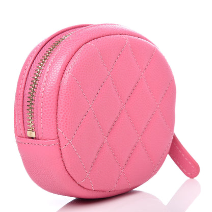 Chanel Caviar Quilted Zip Around Classic Coin Purse Pink 3 of 9