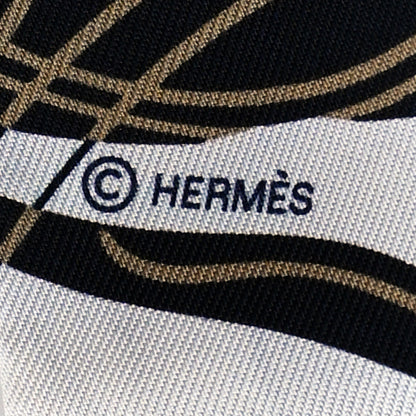 Hermes Silk Ex-Libris Twilly White Marine Gris 4 of 4