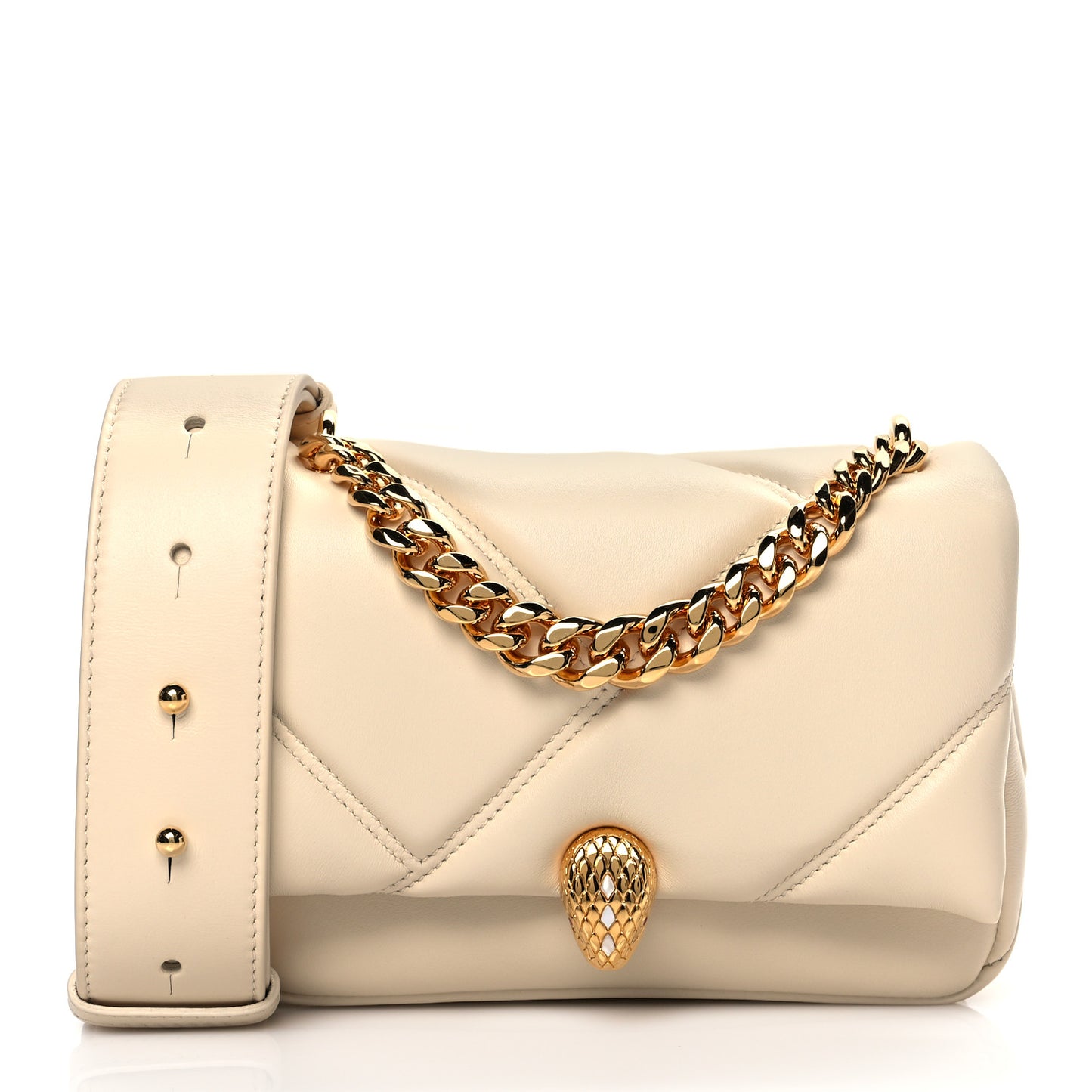 Calfskin Matelasse Mini Serpenti Cabochon Crossbody Bag Ivory Opal