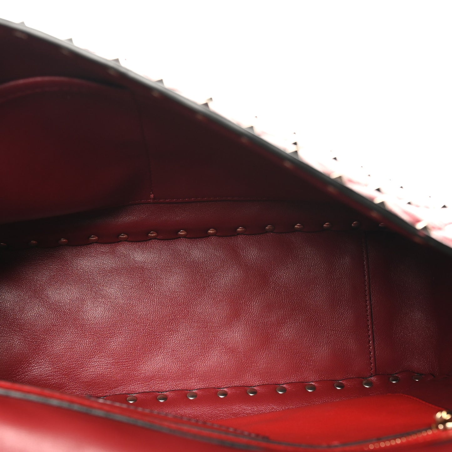 Nappa Large Rockstud Spike Shoulder Bag Rubino