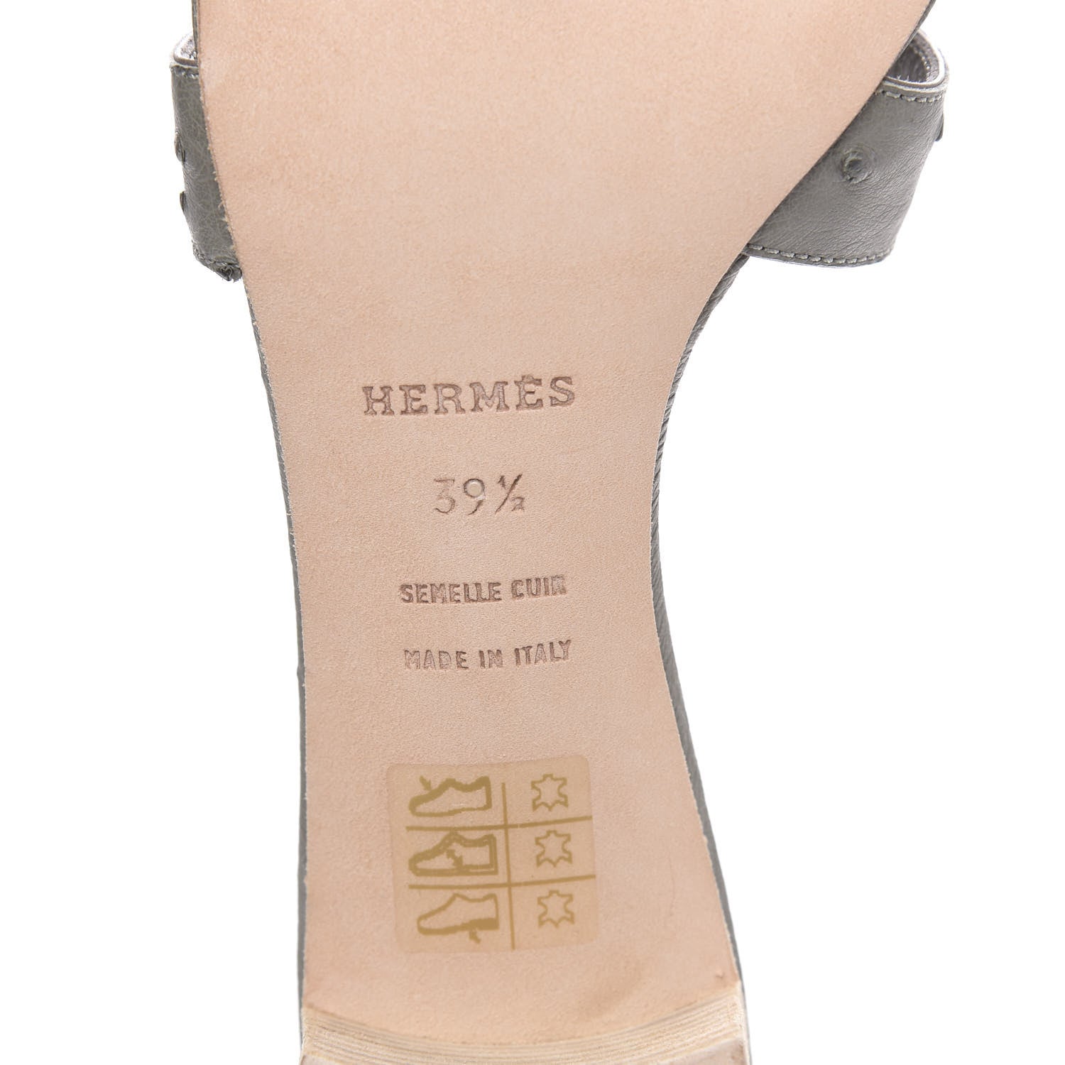 Hermes Ostrich Oasis Sandals 39.5 Gris Clair 7 of 8
