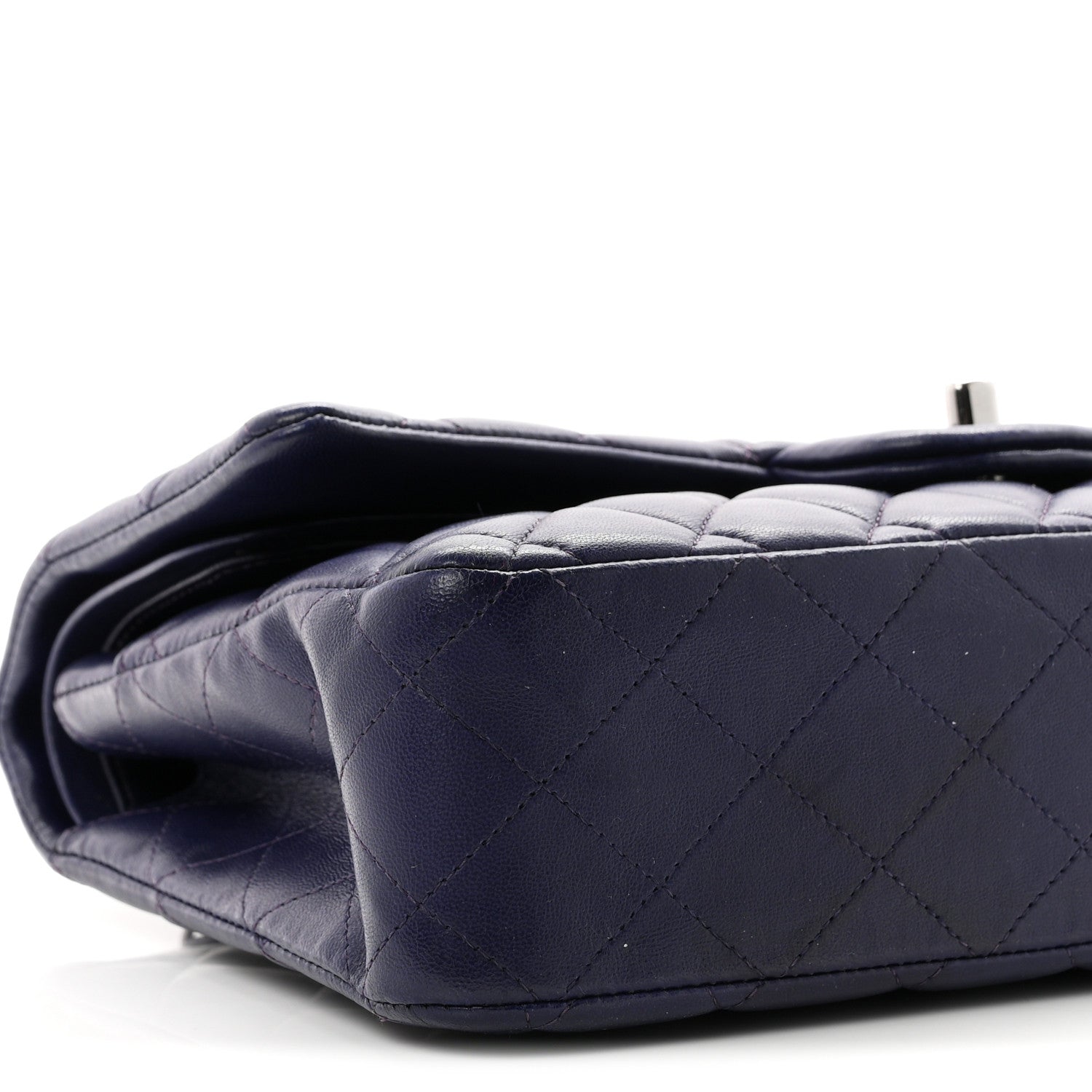 Chanel Lambskin Quilted Medium Double Flap Dark Purple 9 of 10