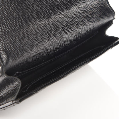 Saint Laurent Grain De Poudre Matelasse Chevron Small Monogram Envelope Wallet Black 5 of 9