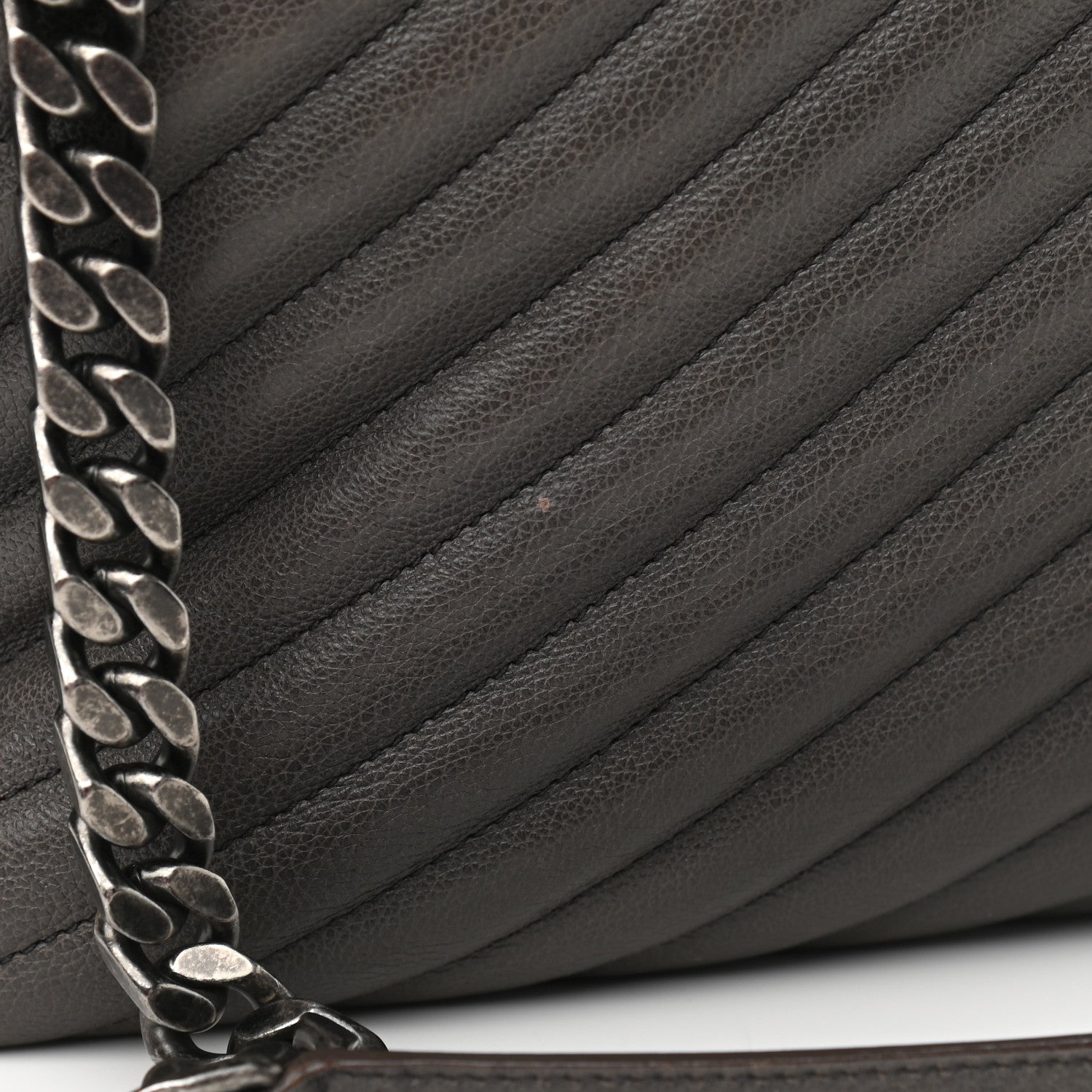 Saint Laurent Sheepskin Matelasse Chevron Monogram Large College Satchel Dark Anthracite 14 of 14