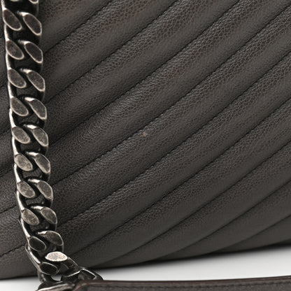 Saint Laurent Sheepskin Matelasse Chevron Monogram Large College Satchel Dark Anthracite 14 of 14
