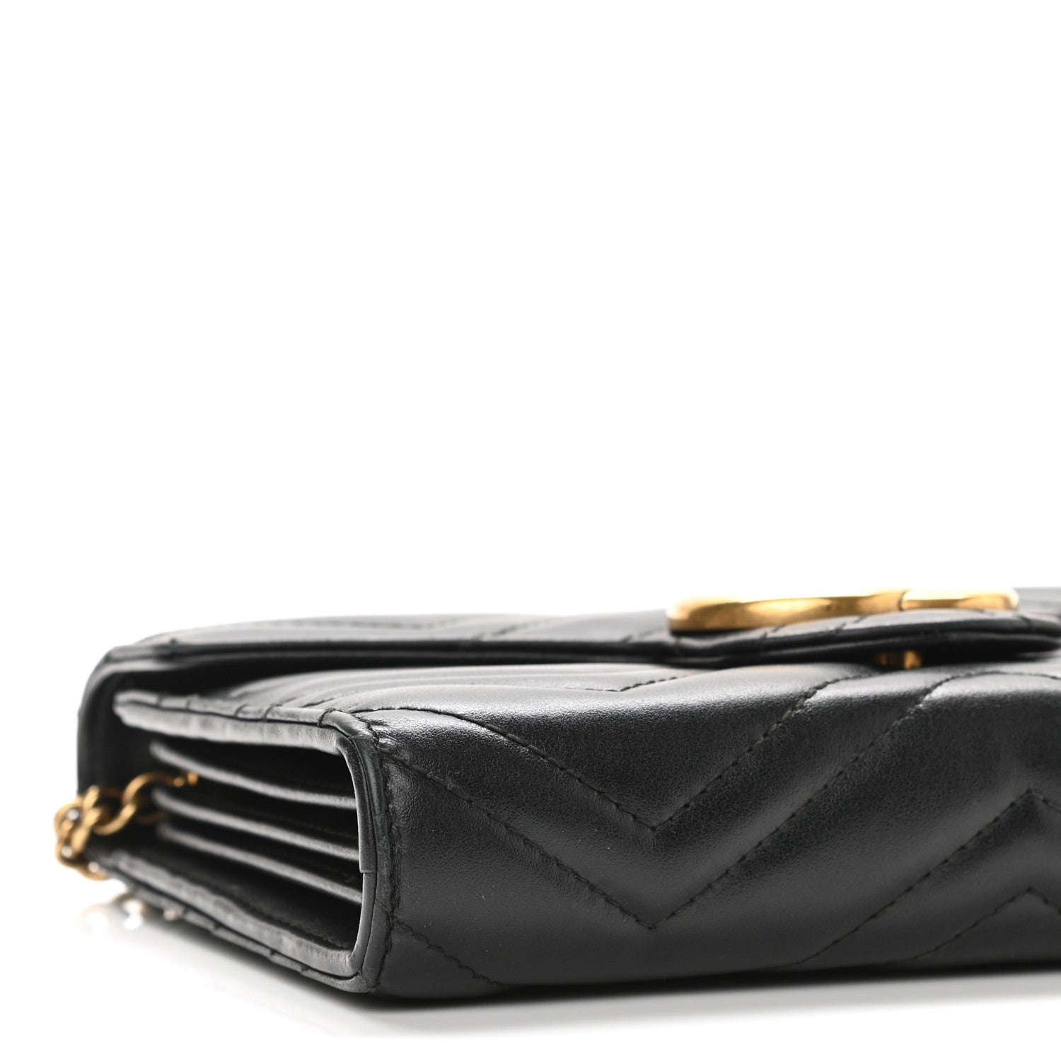 Gucci Calfskin Matelasse GG Marmont Chain Wallet Black 10 of 12