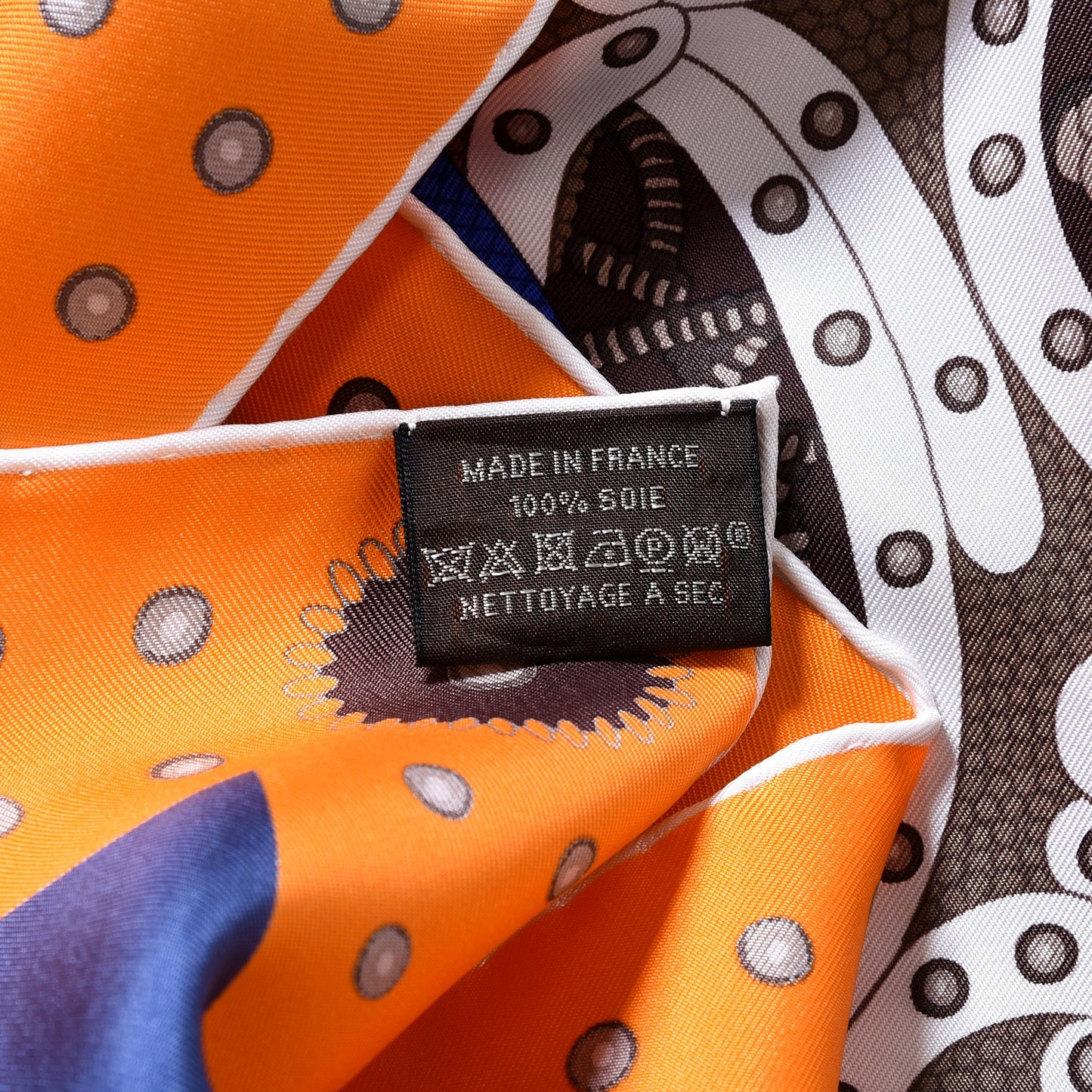 Silk Selle De Dignitaire Scarf 90 Marine Orange Marr