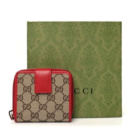 Gucci Monogram Dollar Calfskin Zip Around French Flap Wallet Beige Ebony Rosso 11 of 11