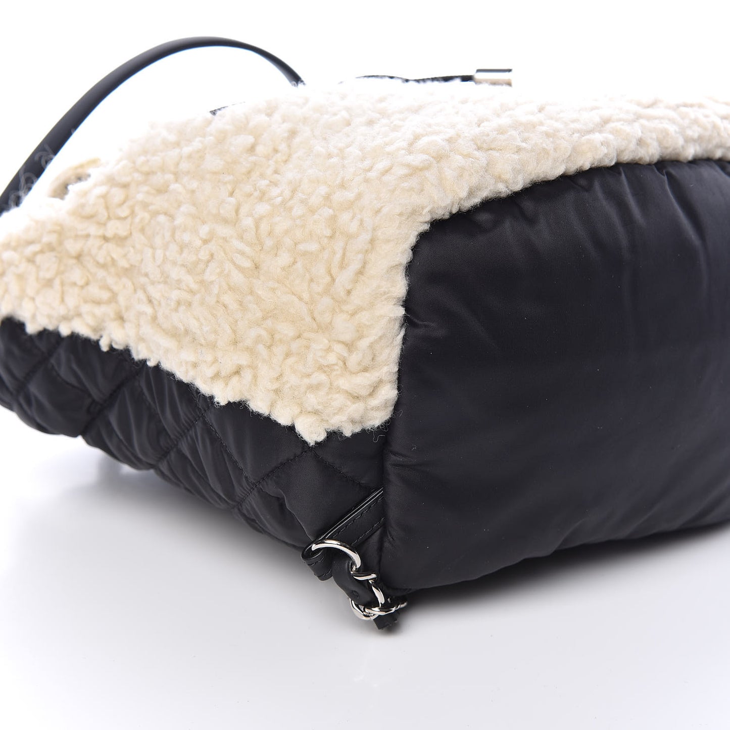 Wool Nylon Quilted Coco Neige Backpack Black Ecru