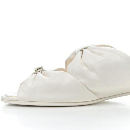 Chanel Lambskin Pearl Bow CC Flat Sandals 38 White 11 of 17