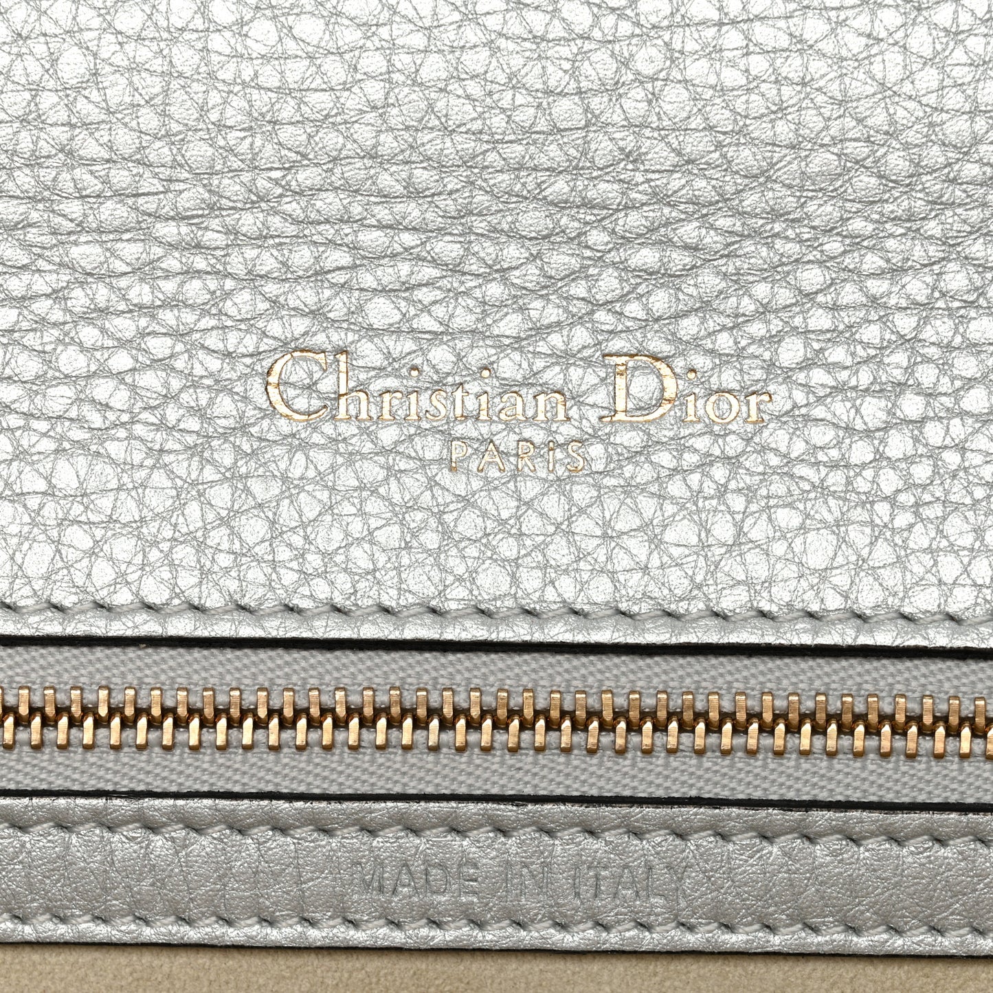 Metallic Grained Calfskin Medium Diorama Flap Bag Silver