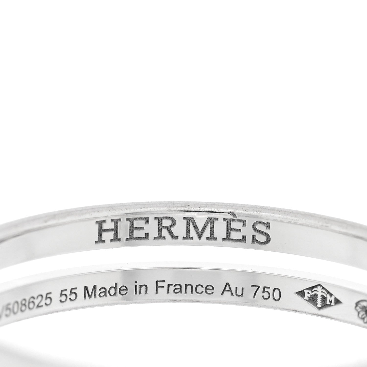 Hermes 18K White Gold Ariane Wedding Band Ring 55 7.25 4 of 5