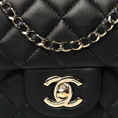 Chanel Lambskin Quilted Mini Top Handle Rectangular Flap Black 8 of 11