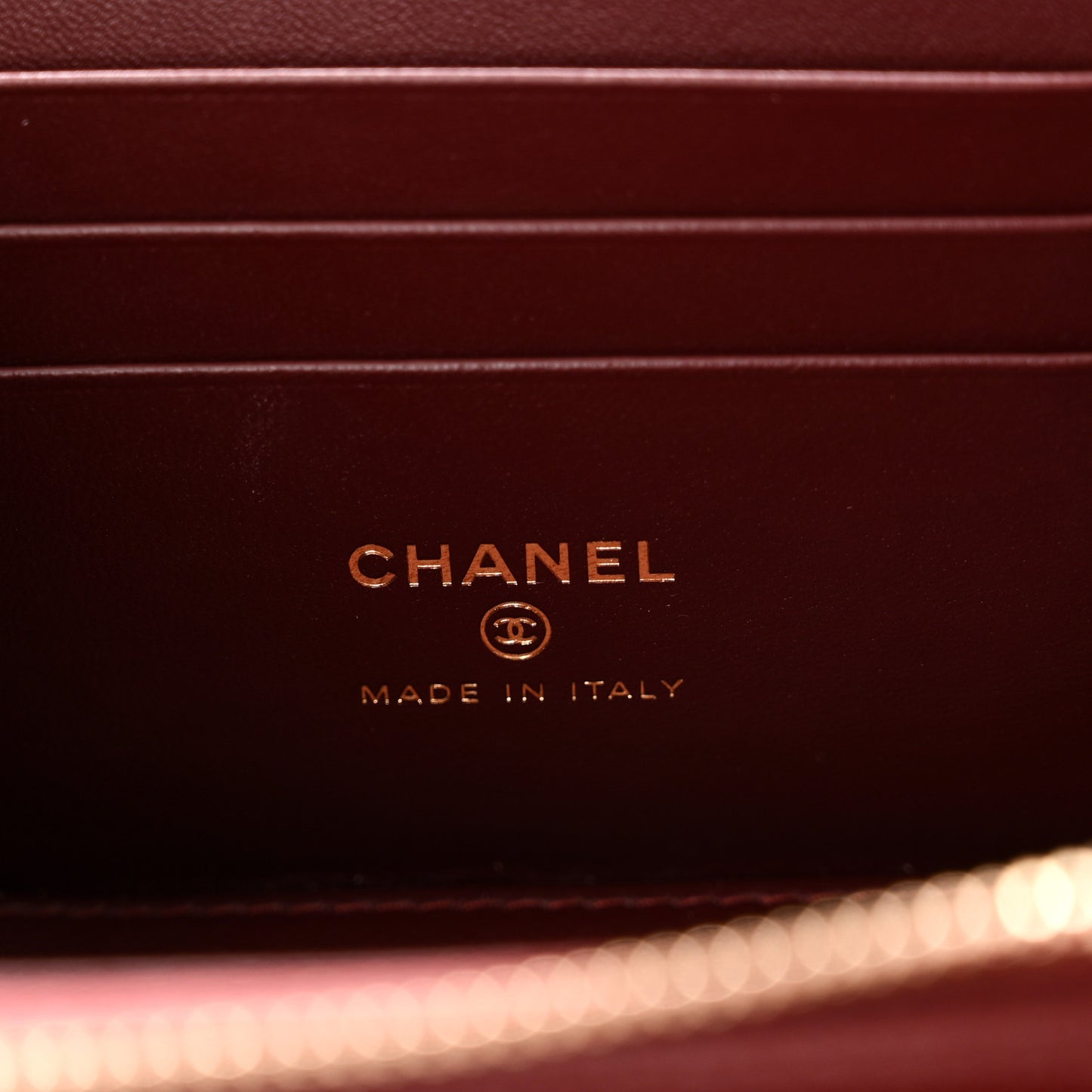 Caviar Quilted Top Handle Pocket Vanity Case Burgundy