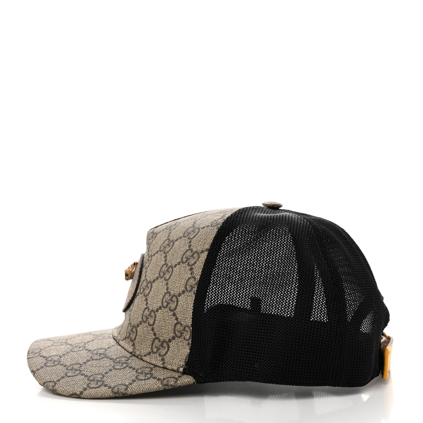 Soft GG Supreme Monogram Mesh Textured Dollar Calfskin Neo Vintage Rap Baseball Hat S Dark Brown Black