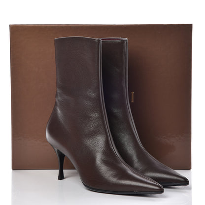 Gucci Grained Calfskin Pointed Toe Bootie 9 Brown 12 of 12