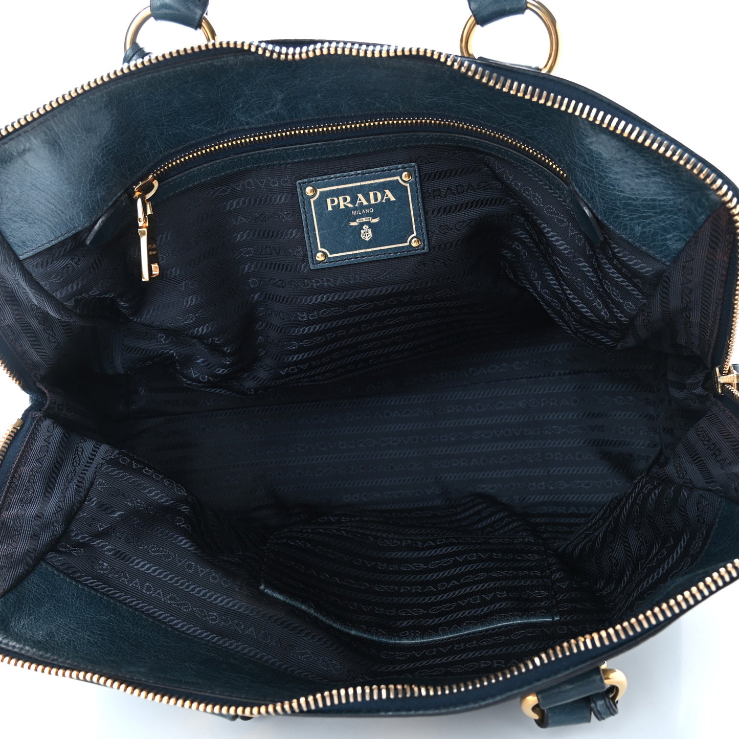 Vitello Shine Shopping Satchel Denim