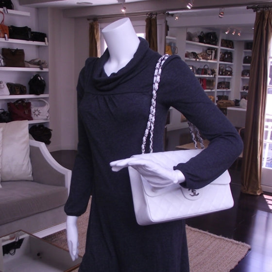 Caviar JUMBO Classic Flap White