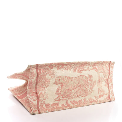 Christian Dior Canvas Embroidered Medium Dioriviera Toile De Jouy Book Tote Rose 4 of 10
