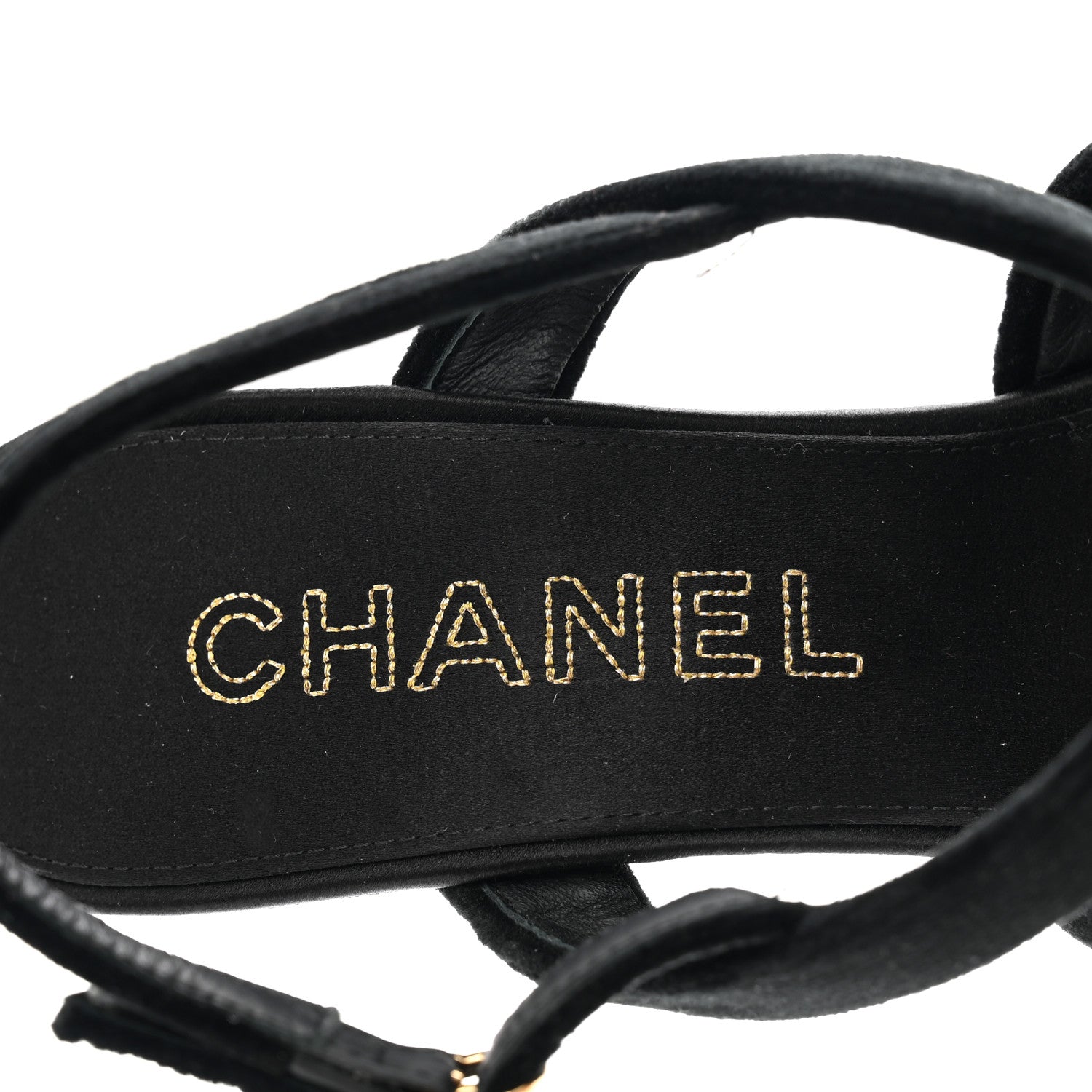 Chanel Velvet CC Sandals 40.5 Black 7 of 9