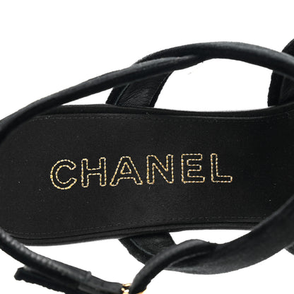 Chanel Velvet CC Sandals 40.5 Black 7 of 9
