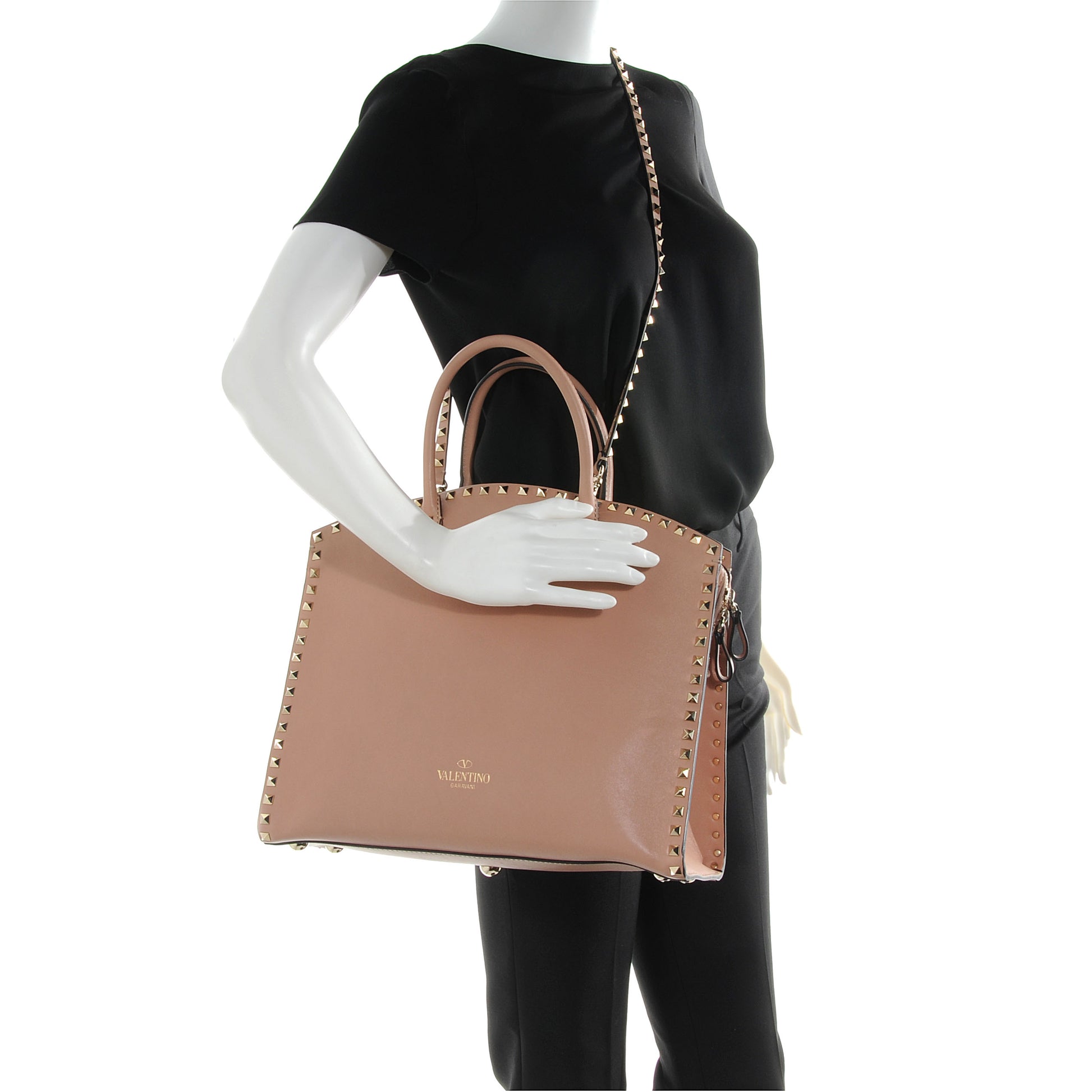 Valentino Garavani Vitello Rockstud Dome Shopper Soft Noisette 2 of 8