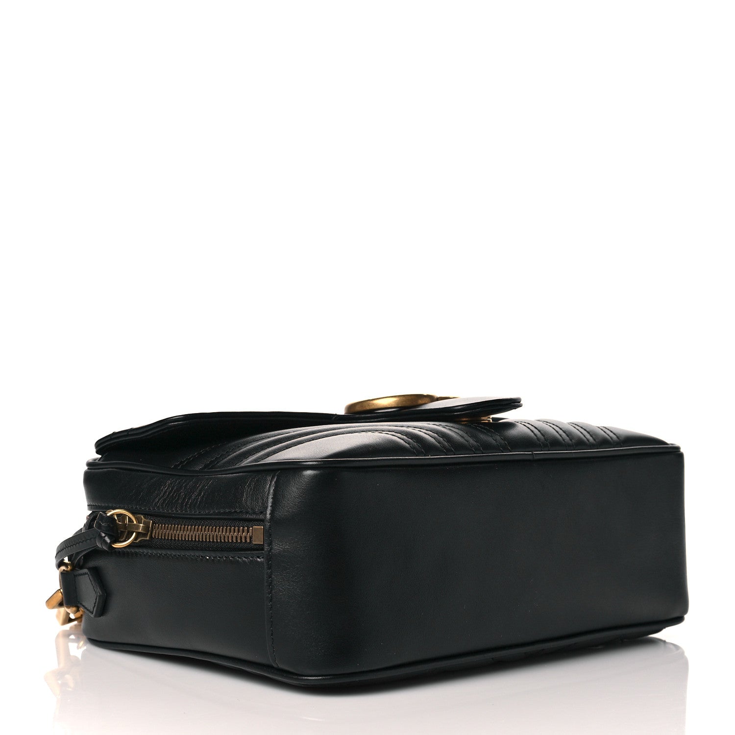 Gucci Calfskin Matelasse Sylvie Web Small GG Marmont Top Handle Shoulder Bag Black 4 of 13