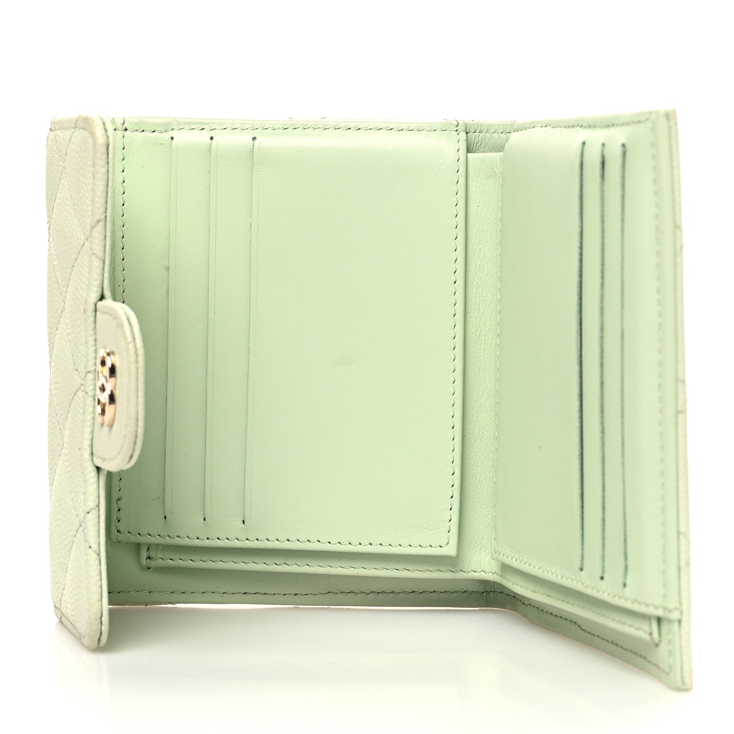 Chanel Caviar Quilted Compact Flap Wallet Light Green 5 of 12