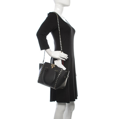 Valentino Garavani Vitello Small Rockstud Double Handle Tote Black 2 of 8
