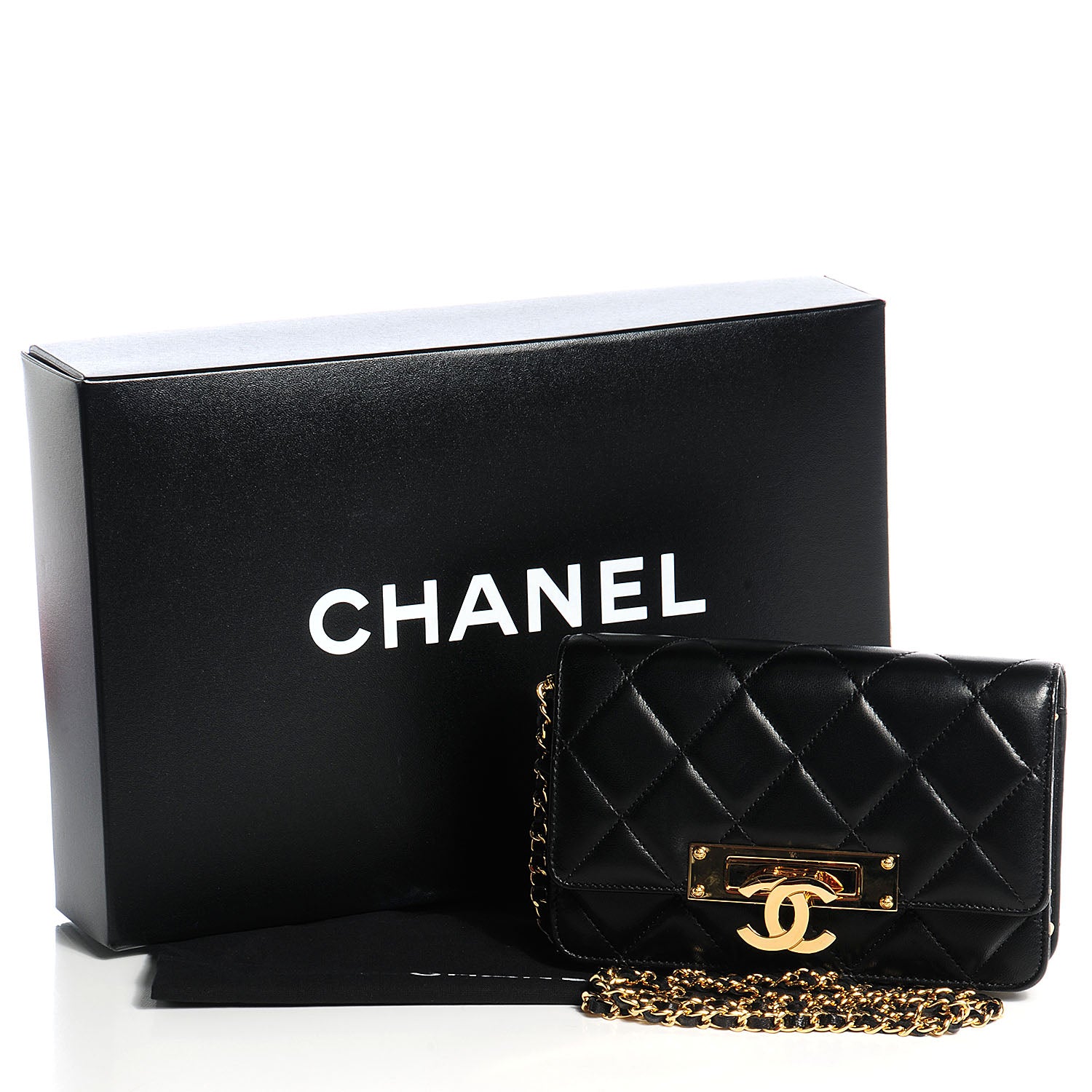 Chanel Lambskin Golden Class Wallet on Chain WOC Black 5 of 9