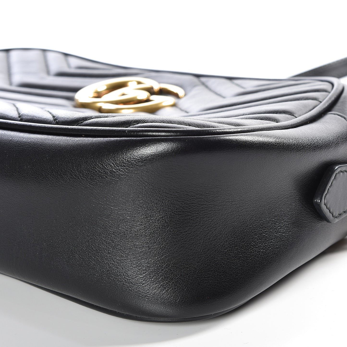 Calfskin Matelasse Small GG Marmont Chain Shoulder Bag Black