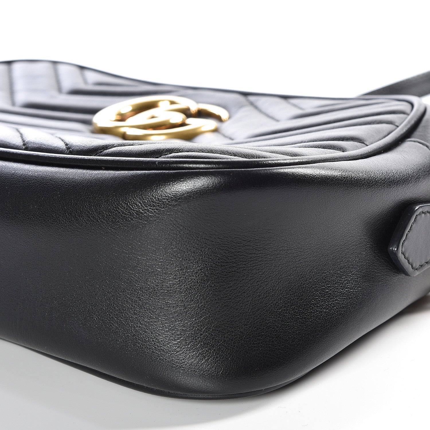 Gucci Calfskin Matelasse Small GG Marmont Chain Shoulder Bag Black 6 of 9