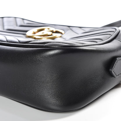 Gucci Calfskin Matelasse Small GG Marmont Chain Shoulder Bag Black 6 of 9