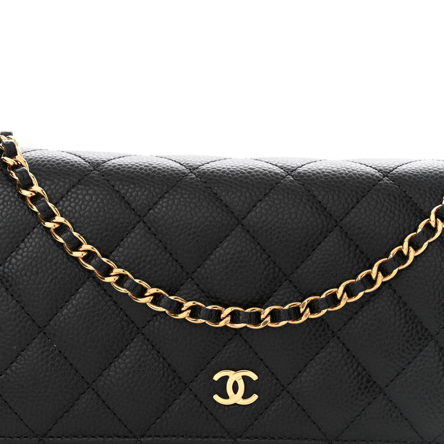 Caviar Quilted Wallet on Chain WOC Black