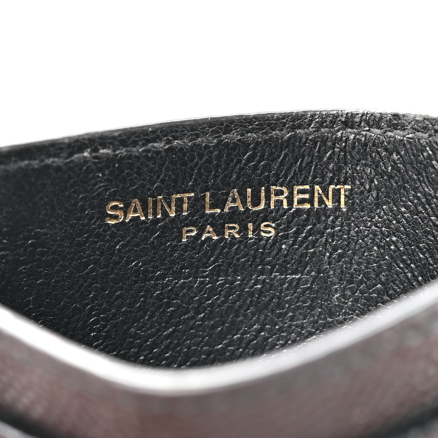 Saint Laurent Grain De Poudre Matelasse Chevron Monogram Credit Card Case Black 6 of 10