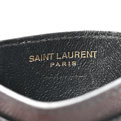 Saint Laurent Grain De Poudre Matelasse Chevron Monogram Credit Card Case Black 6 of 10