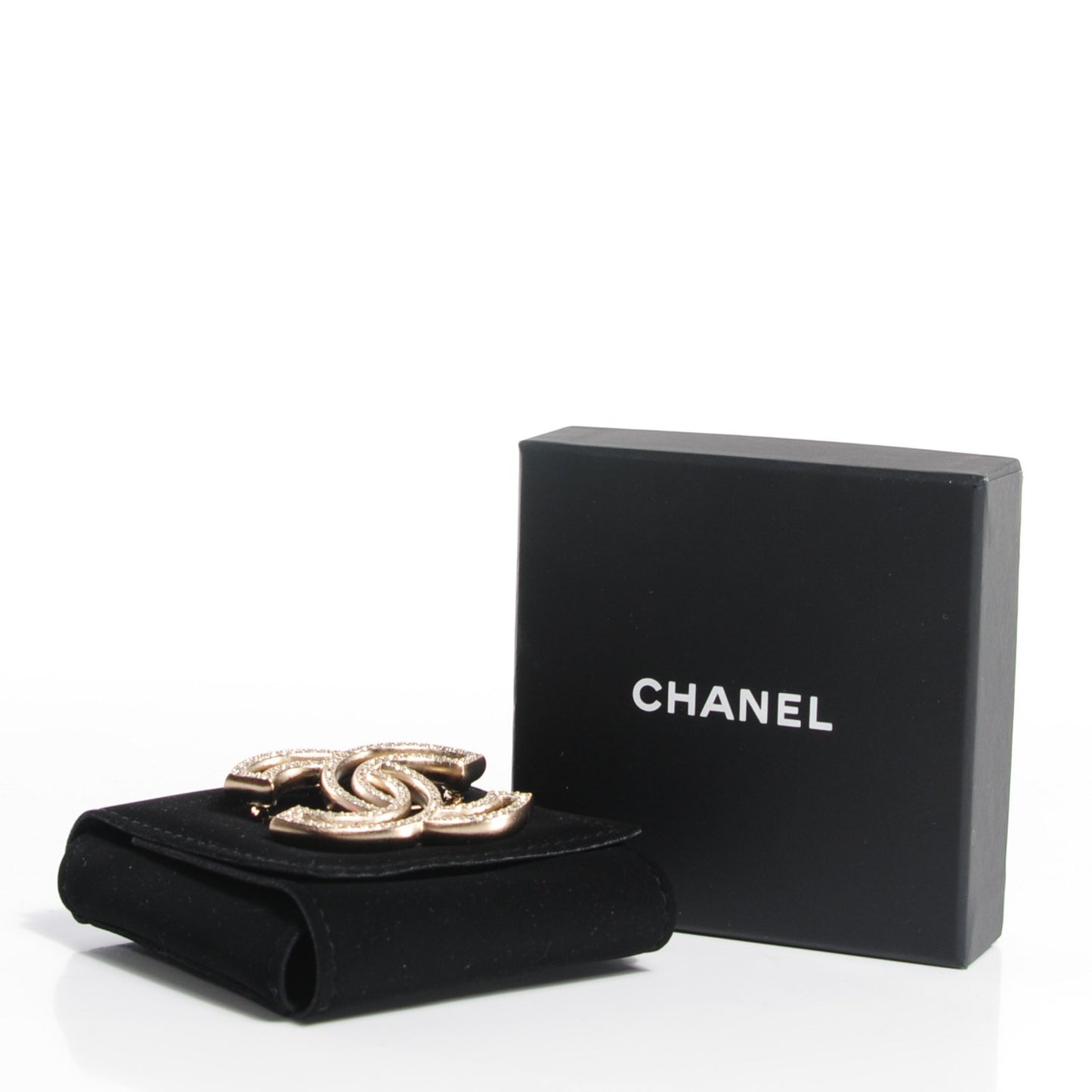 Crystal CC Brooch Gold
