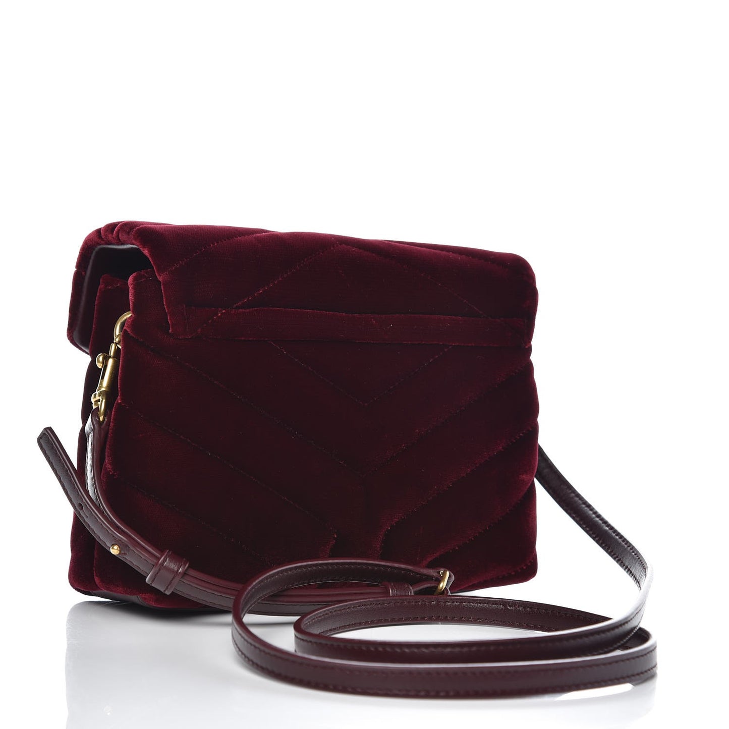 Velvet Y Quilted Monogram Toy Loulou Crossbody Bag French Burgundy