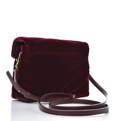 Saint Laurent Velvet Y Quilted Monogram Toy Loulou Crossbody Bag French Burgundy 3 of 8