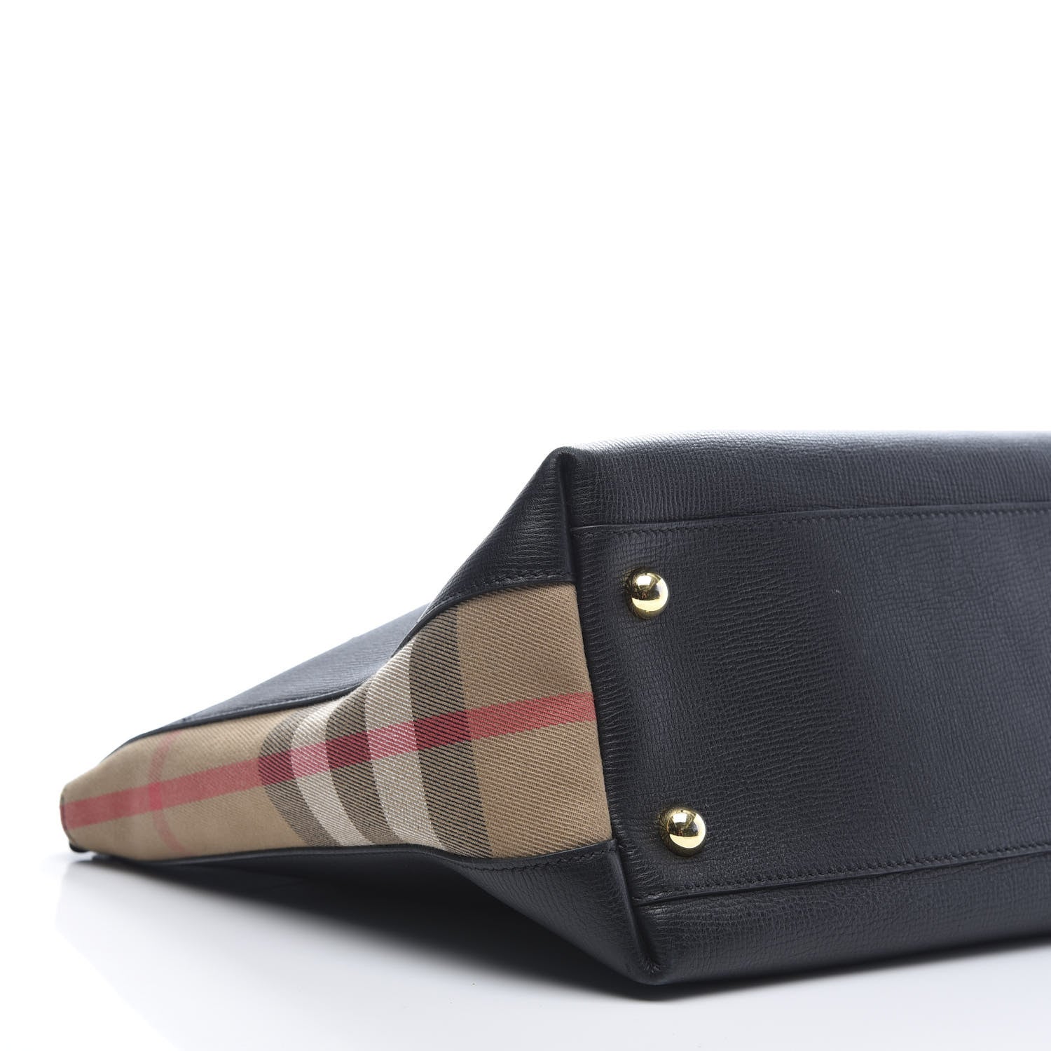 Burberry Derby Calfskin House Check Medium Welburn Tote Black 7 of 10