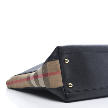 Burberry Derby Calfskin House Check Medium Welburn Tote Black 7 of 10