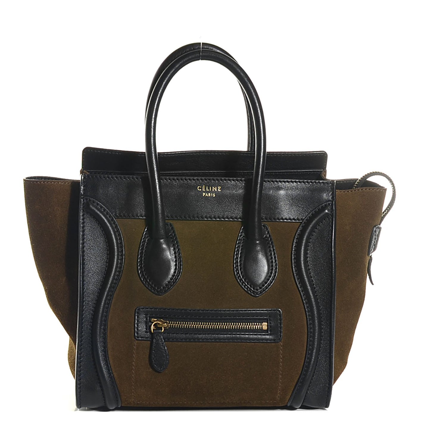 Smooth Calfskin Suede Micro Luggage Olive