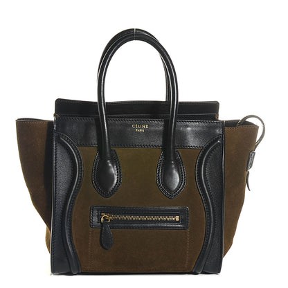Celine Smooth Calfskin Suede Micro Luggage Olive 1 of 9