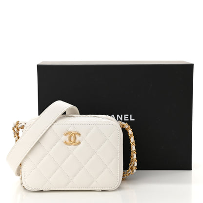 Chanel Caviar Quilted Twist Your Buttons Clutch With Chain White 11 of 11