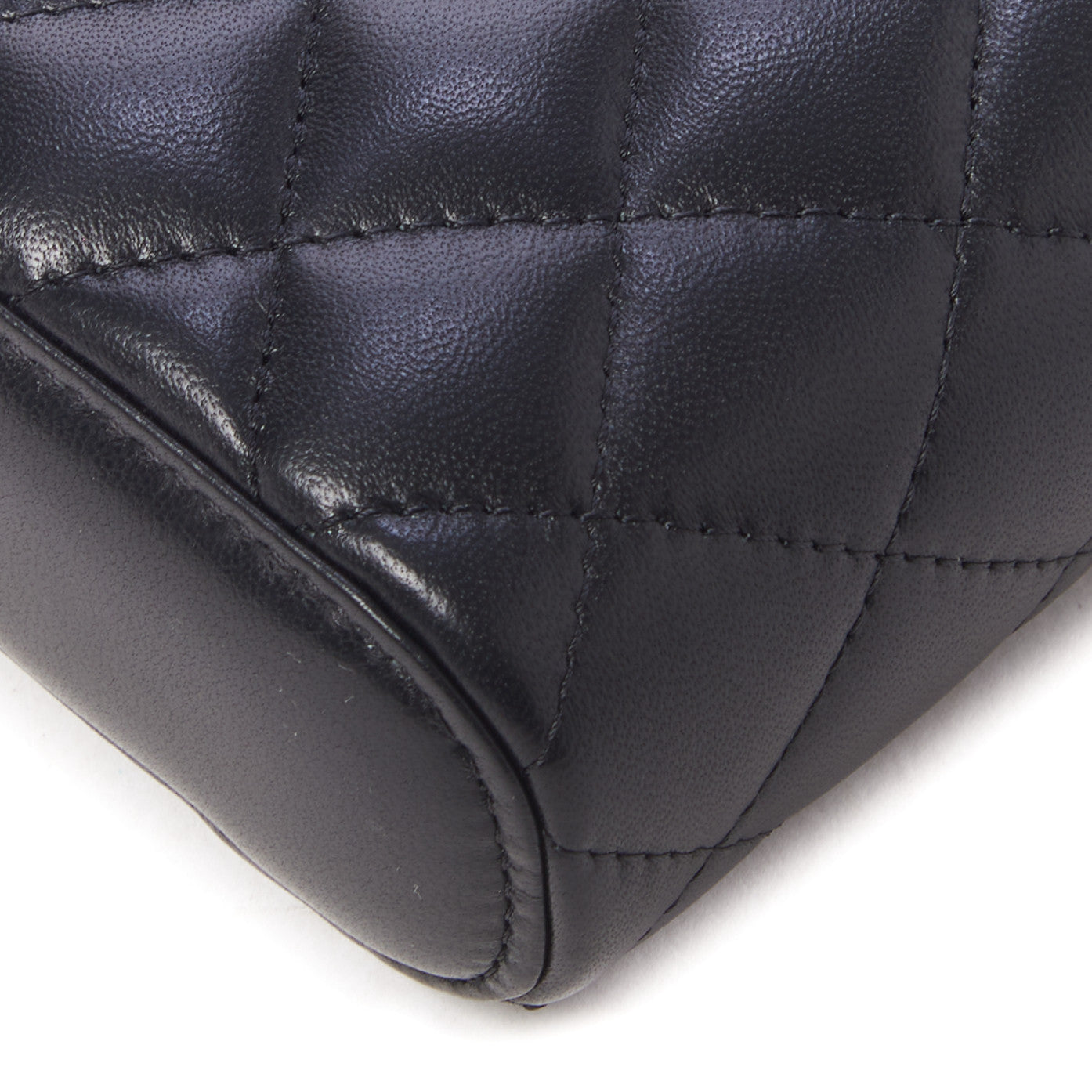 Lambskin Quilted Small Vertical Coco Beauty Vanity Case With Chain Black